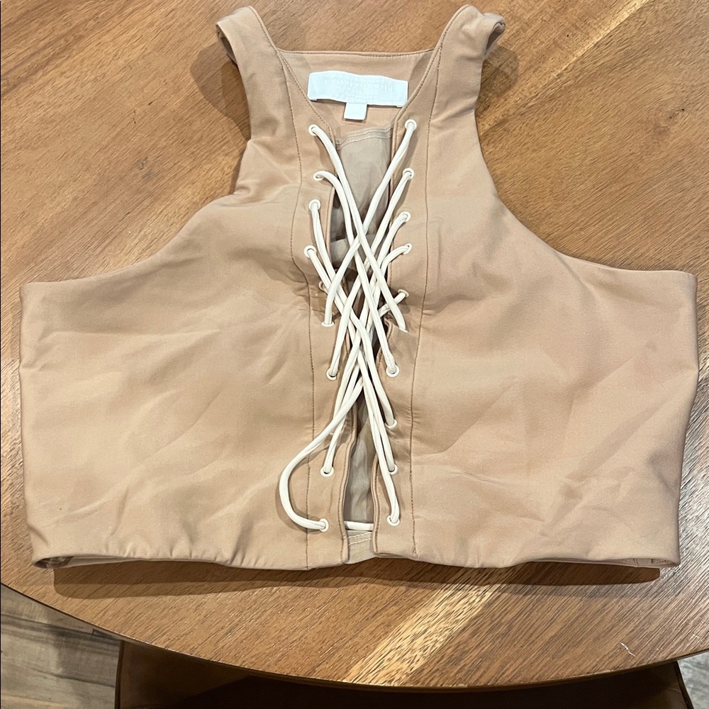 Jonathan Simkhai Tan Lace-Up Tank Top